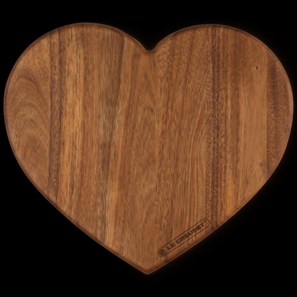 Le Creuset Acacia Wood Heart Serving Board Tray 13" NEW